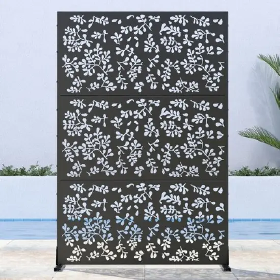1-Piece 46.8in.W x 71.37in.H Black Rectangle Outdoor Metal Screen Decorative Art Panel image {5}