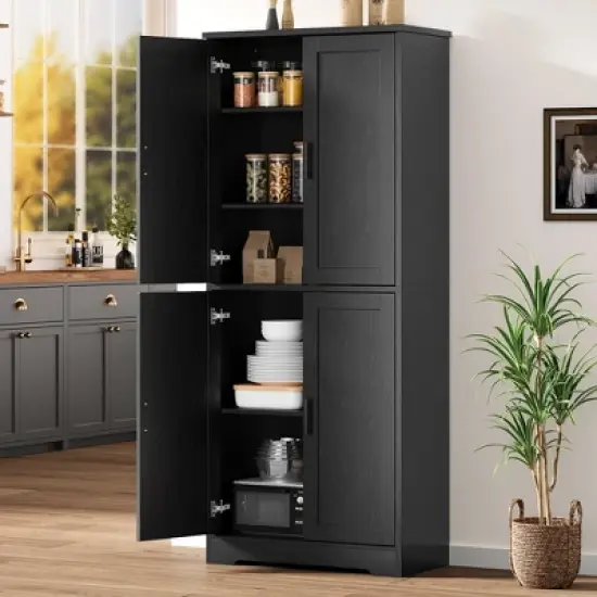Tall Kitchen Pantry Cabinet, Storage Cabinet with Doors and Adjustable Shelves, Freestanding Large Utility Storage Cupboard image {8}