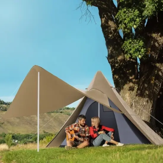 Cesicia 15.4'x15.4'x8.5' Waterproof Camping Tent with Porch Area, Floor and Carry Bag, for 2-3 Person Outdoor Camping image {9}