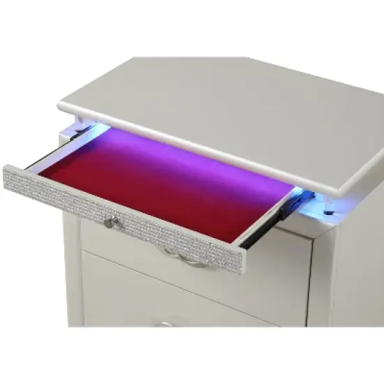 LED Night Stand Made with Wood in Milky White image {1}