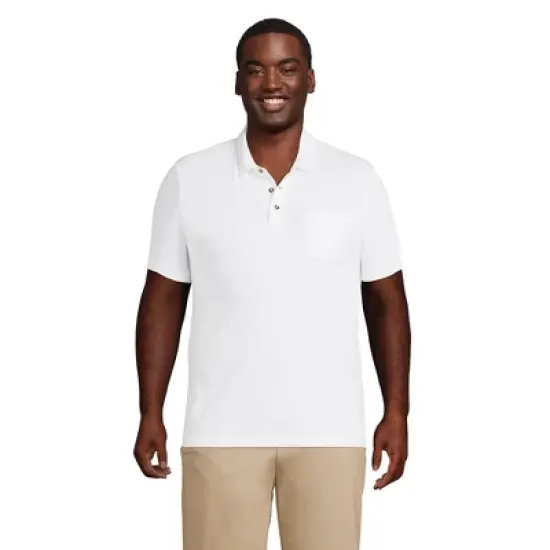 Lands' End Men's Short Sleeve Slub Pocket Polo image {6}