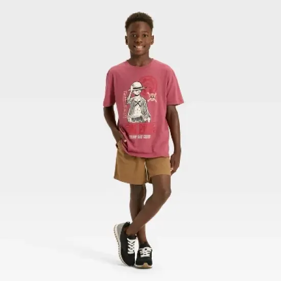 Boys' One Piece Oversized Short Sleeve Graphic T-Shirt - Burgundy image {3}
