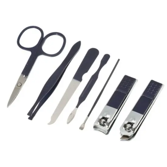 Unique Bargains Stainless Steel Manicure Clippers Pedicure Care Tools Blue 7 in 1 Set image {2}