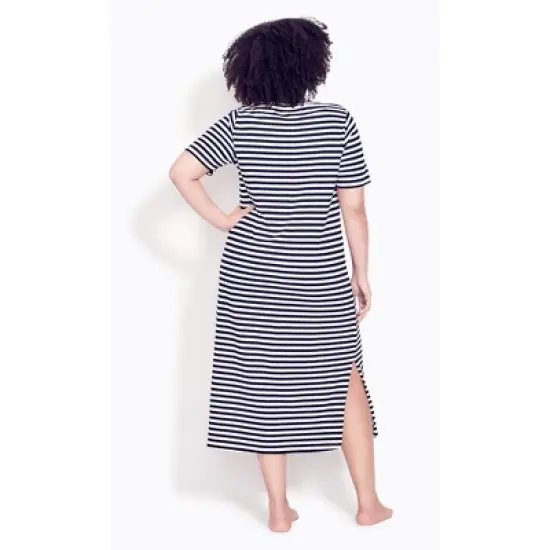 Women's Plus Size Stripe Nightdress - navy | EVANS image {1}