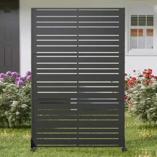 PexFix 72 in. H x 47 in. W Black Outdoor Metal Privacy Screen Garden Fence Wall Applique image {3}