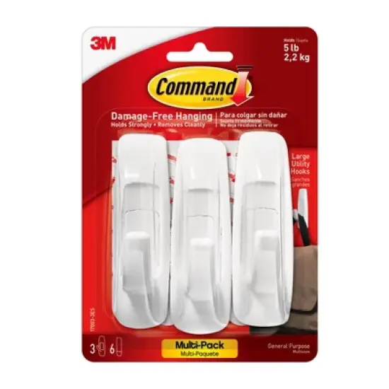 3M&reg; Command&trade; Large Utility Hooks Multi-Pack, 3 Per Pack, 3 Packs image {1}