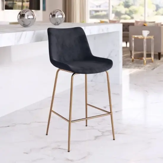 Chelles Counter Height Barstool Chair Black - ZM Home image {7}