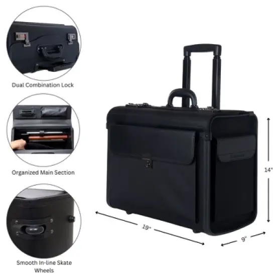 Alpine Swiss Rolling 17" Laptop Briefcase on Wheels Attache Lawyers Case Legal Size image {3}