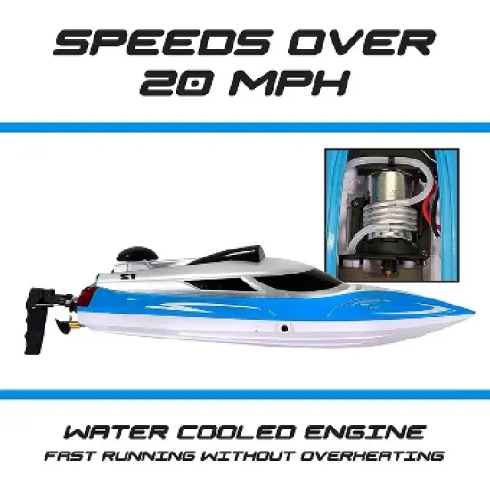 Contixo T2 RC Boat - Remote Control Boat for Pools and Lakes -Fast RC Boats For Adults and Kids (Blue) image {1}