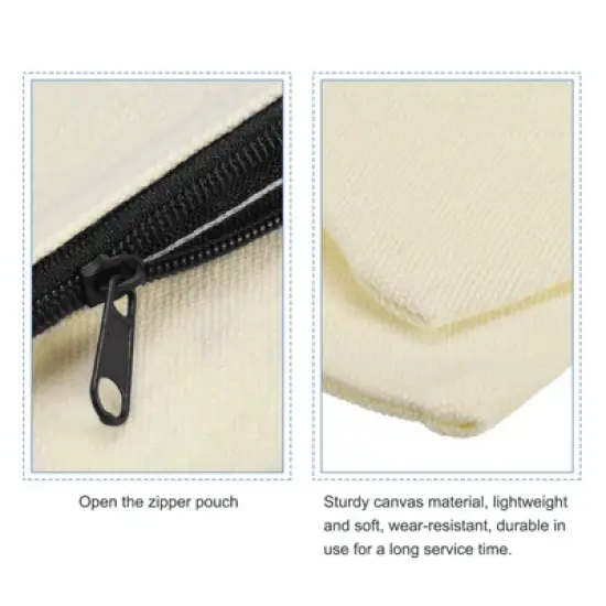 Unique Bargains Canvas Makeup Pencil Organizing Blank DIY Zip Pouches 4 Pcs image {2}