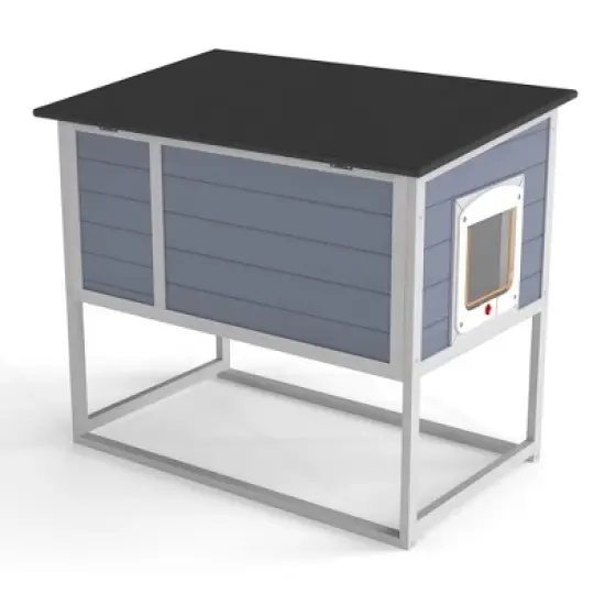 FURNIinspire Pet Crates And Houses High-Leg Cat House Easy Assembly, Cleaning And Stylish Design for Outdoor Use, Grey, 35.40"*21.60"*32.30" image {1}