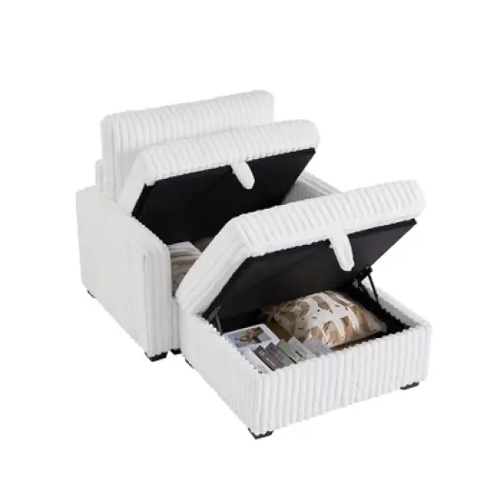 Living Room Sofa and seat with Storage Box ,for Bedroom, Office, Large-White image {4}