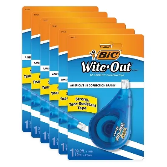 BIC Wite-Out EZ Correct Correction Tape White Pack of 6 (BICWOTAPP11-6) image {8}