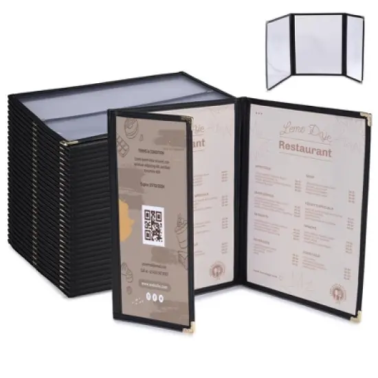 WeChef 30 Pcs Menu Covers 8.5x11" 2 Page 4 View & 4.25x11" Half Page Wine List image {9}