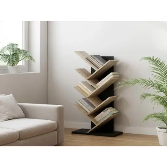 Year Color Free Standing Retro Wood 8 Shelves Bookcase image {3}