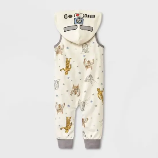 Baby Boys' Star Wars Printed Hooded Romper - Cream image {1}