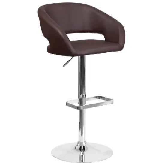 Merrick Lane Modern Bar Stool Rounded Mid-Back Stool With Height Adjustable Swivel Seat image {13}