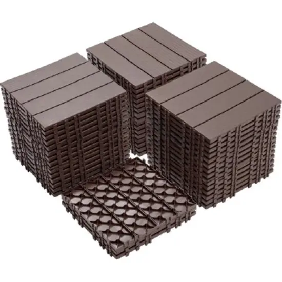 Plastic Interlocking Deck Tiles, 12.00"x12.00" (Pack of 44), for Patio, Outdoor Waterproof, All Weather image {12}
