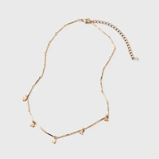 Bar Link Butterfly Charm Station Necklace - Universal Thread&trade; Gold image {2}