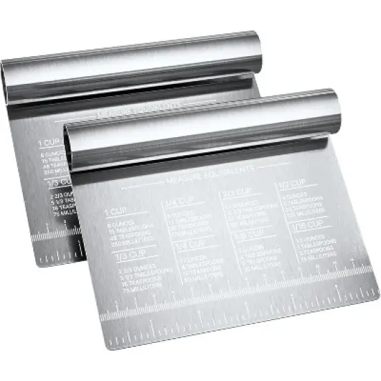 Bench Scraper 2-Pack by RamPro &ndash; Stainless Steel Dough Cutter with Engraved Measuring Guide & Equivalent Chart, Kitchen Scraper for Baking & Chopping image {8}