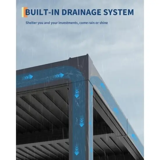 ODK All-Aluminum Louvered Pergola, Outdoor Pergola with Adjustable Louvered Roof, Reinforced Aluminum Frame, Hardtop Gazebo for Patio, Deck image {6}