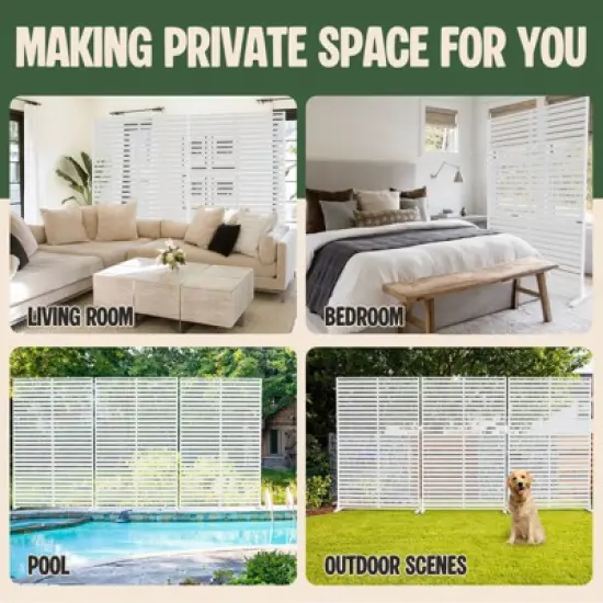 SEVOBAL Patio Decorative Screens 6 Panel Patio Privacy Paged Patio Decorative Screens Patio Screen Decorative for Yard, White, 45.47"*15.75"*72.05" image {3}