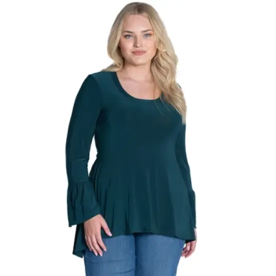 Womens Plus Size Long Bell Sleeve High Low Tunic Top image {6}