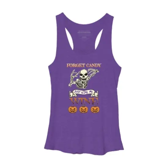 Women's Design By Humans Halloween Costume Forget Candy Just Give Me Wine Gift By TeeShirtMadness Racerback Tank Top image {4}