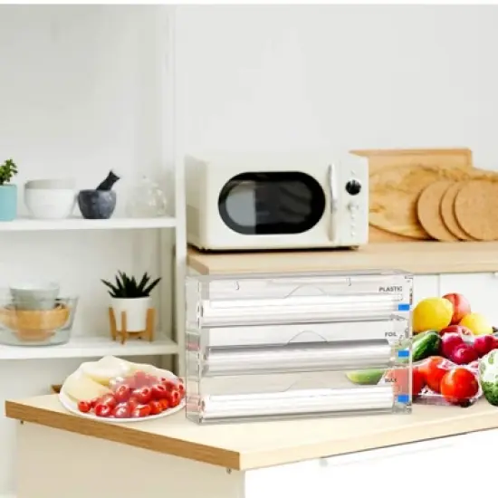 Foil and Plastic Wrap Organizer,2 in 1 Acrylic Aluminum Foil Holder image {3}