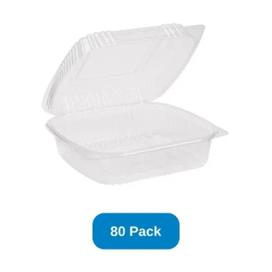 Inno-Pak 9" x 9" x 3" Clamshell Container 1-Compartment Clear RPET - Pack of 80 image {3}