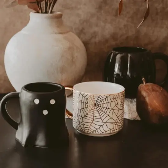 Sweet Water Decor Gold Spiderwebs Gold Hanlde Mug - 14oz image {1}