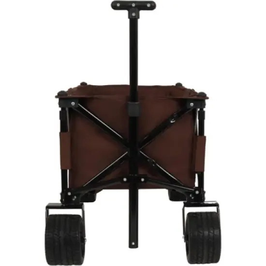 RISOKEYS Heavy-Duty 300lbs Capacity Folding Wagon Cart with Removable Waterproof Cover,for Beach Camping, All-Terrain Collapsible Cart,Brown image {6}