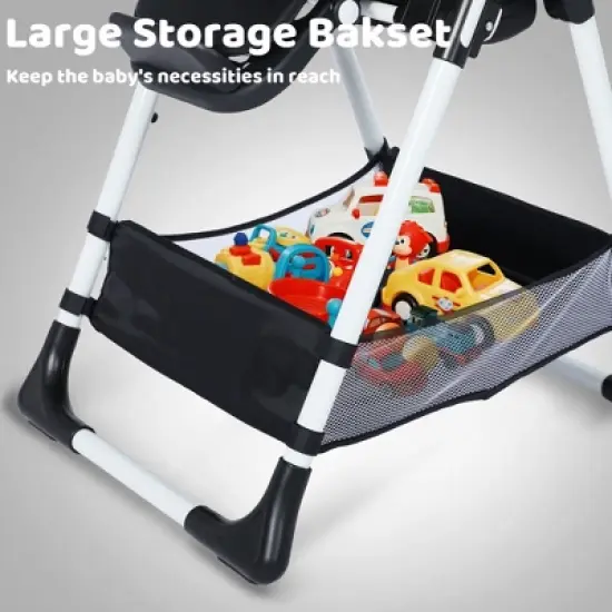 Kinder King Foldable High Chair for Babies & Toddlers, Adjustable Height, Recline, Storage Basket, Double Trays, Easy to Clean image {11}