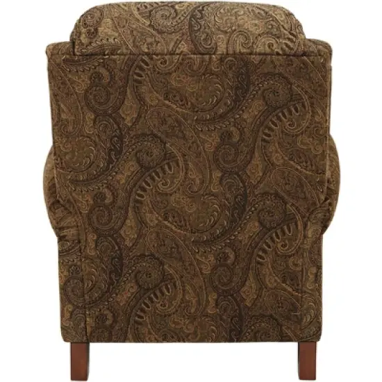 Kensington Hill Beaumont Warm Brown Paisley Patterned Fabric Recliner Chair Comfortable Push Manual Reclining Footrest for Bedroom Living Room Reading image {8}