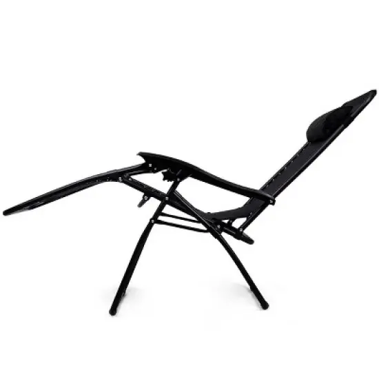 Costway 3PCS Zero Gravity Reclining Lounge Chairs Table Pillows Folding Portable Black image {7}