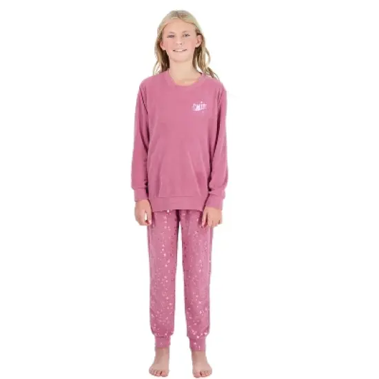 Sleep On It Girls 2-Piece Velour Pajama Set - Shine image {1}