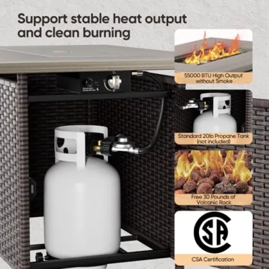 Gymojoy 8 Pieces Outdoor 6 Inch Sofa Swivel Chair Ottoman with Fire Pit Table image {11}