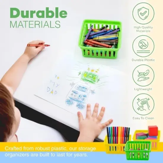 Square Classroom Baskets for Classroom Storage - 12 pcs - Crayon Organizer, Small Bins, 
Plastic Crayon Box, Crayon Storage, Pencil Tray image {2}