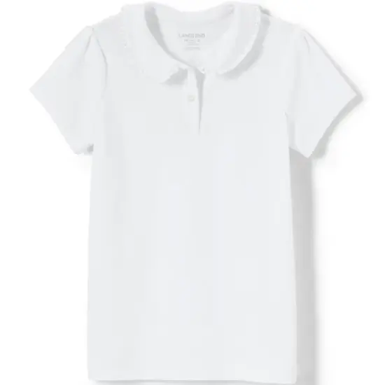 Lands' End Girls Short Sleeve Ruffled Peter Pan Collar Knit Shirt image {3}