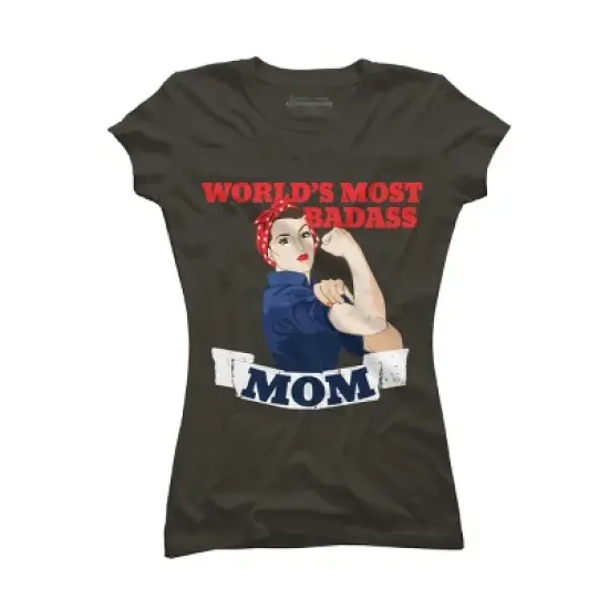Junior's Design By Humans World's Most Badass Mom By BubbSnugg T-Shirt image {4}