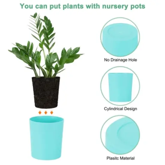 Unique Bargains Plastic Modern Design Plant Pot Round 8 Pcs image {1}