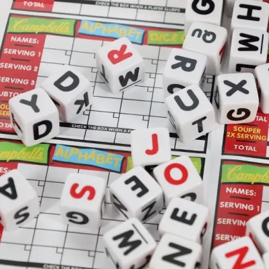 TDC Games Campbell's Alphabet Dice Game, Word Game, Great for Party Favors, Travel Games, Family Games, Camping Games, Games for Family Game Night, image {2}