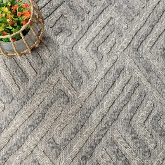 Contemporary Geometric Abstract Indoor Outdoor Area Rug by Blue Nile Mills image {4}