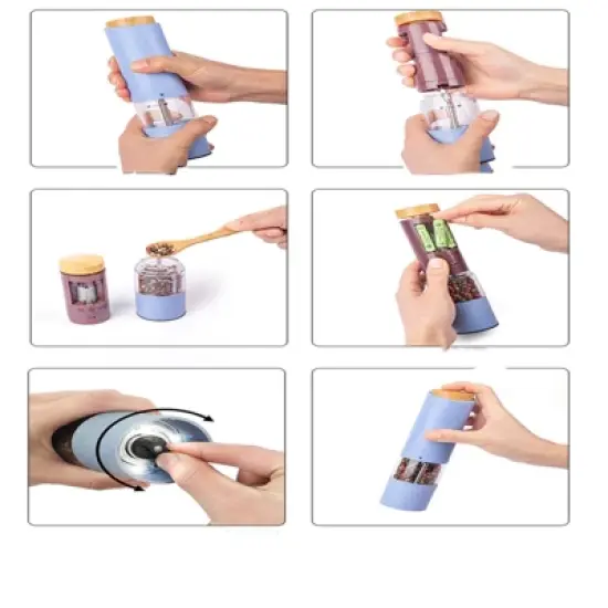 Pepper Grinder Set Of 2, Electric Salt and Pepper Grinder Set  Automatic Operation Salt Pepper Mill Sets image {4}