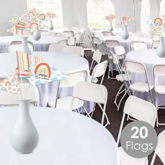 Big Dot of Happiness Hello Rainbow - Triangle Boho Baby Shower and Birthday Party Photo Props - Pennant Flag Centerpieces - Set of 20 image {1}