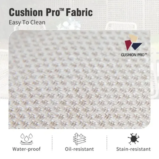 Captiva Designs 7pc Outdoor Dining Rectangular Slat-top Steel Table with Umbrella Hole & Beige Rattan Fixed Chairs image {10}