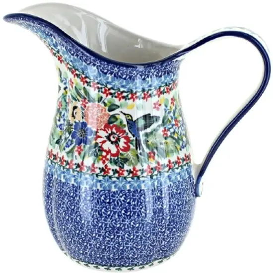 Blue Rose Polish Pottery B35 Ceramika Artystyczna Pitcher image {3}