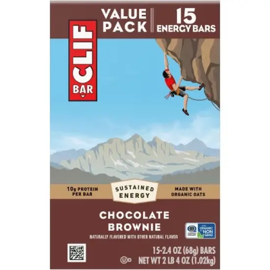 CLIF Bar Chocolate Brownie Granola Protein Bar Made with Organic Oats - 10g Protein - 36oz/15pk image {8}
