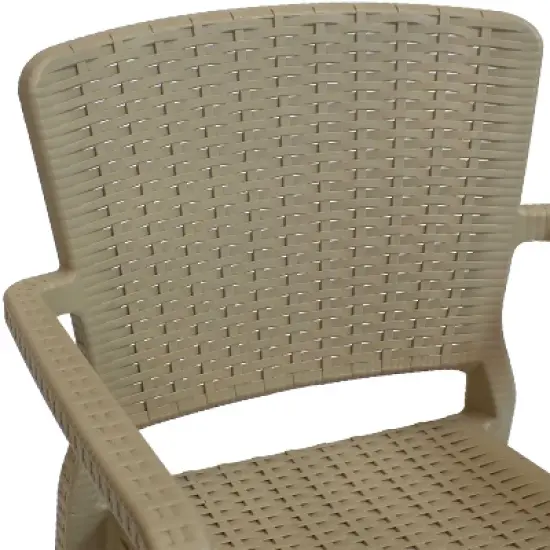 Sunnydaze Faux Wicker Rattan Design Plastic All-Weather Commercial-Grade Segonia Indoor/Outdoor Patio Dining Arm Chair image {3}