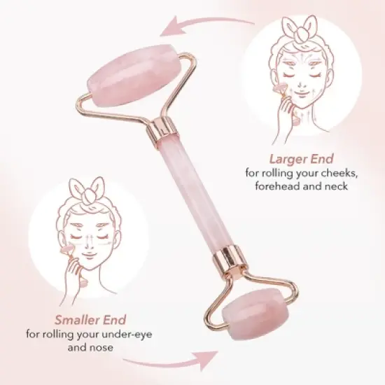 Zoe Ayla Rose Quartz Gua Sha and Roller Set, Skin Care Face Massager, 2 Pcs image {2}
